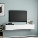 Mobile Porta tv Bianco 3 Ante 3 Vani 180x31x26h cm, Apertura a Ribalta - Lariano
