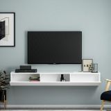 Mobile Porta tv Bianco 3 Ante 3 Vani 180x31x26h cm, Apertura a Ribalta - Lariano