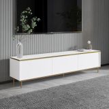 Mobile Porta tv Bianco 3 Ante con Finiture oro 180x35x45h cm, 3 Vani - Sassello