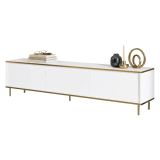 Mobile Porta tv Bianco 3 Ante con Finiture oro 180x35x45h cm, 3 Vani - Sassello