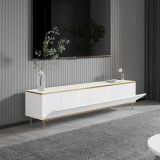Mobile Porta tv Bianco 3 Ante con Finiture oro 180x35x45h cm, 3 Vani - Sassello