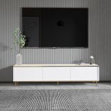 Mobile Porta tv Bianco 3 Ante con Finiture oro 180x35x45h cm, 3 Vani - Sassello