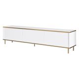 Mobile Porta tv Bianco 3 Ante con Finiture oro 180x35x45h cm, 3 Vani - Sassello