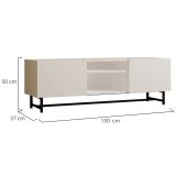 Mobile Porta tv Bianco 3 Ripiani Apertura Battente 150x37x50h cm, 2 Ante - Nicolao