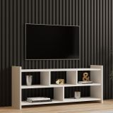 Mobile Porta tv Bianco 5 Ripiani 5 Vani 118x28x55h cm, Peso Supportato 40 kg - Loreglia