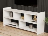 Mobile Porta tv Bianco 5 Ripiani 5 Vani 118x28x55h cm, Peso Supportato 40 kg - Loreglia