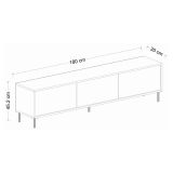 Mobile Porta tv Bianco Bianco Marmo 3 Ante con Finiture oro 180x35x45h cm, 3 Vani - Sassello