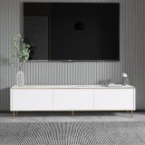 Mobile Porta tv Bianco Bianco Marmo 3 Ante con Finiture oro 180x35x45h cm, 3 Vani - Sassello