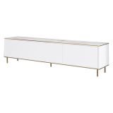 Mobile Porta tv Bianco Bianco Marmo 3 Ante con Finiture oro 180x35x45h cm, 3 Vani - Sassello