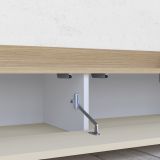 Mobile Porta tv Bianco Cashmere Marrone Rovere Chiaro 3 Ripiani 3 Ante 200x35x30h cm, 4 Vani Made in Italy - Oxanna