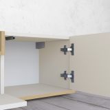 Mobile Porta tv Bianco Cashmere Marrone Rovere Chiaro 3 Ripiani 3 Ante 200x35x30h cm, 4 Vani Made in Italy - Oxanna
