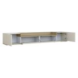 Mobile Porta tv Bianco Cashmere Marrone Rovere Chiaro 3 Ripiani 3 Ante 200x35x30h cm, 4 Vani Made in Italy - Oxanna