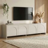 Mobile Porta tv Bianco Crema Apertura a Ribalta 4 Ante 180x32x45h cm, 2 Vani - Noma