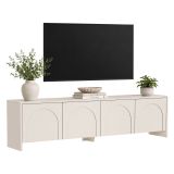 Mobile Porta tv Bianco Crema Apertura a Ribalta 4 Ante 180x32x45h cm, 2 Vani - Noma