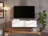 Mobile Porta tv Bianco Crema Beige un Ripiano 2 Ante 128x42x32h cm, 2 Vani - Vetto