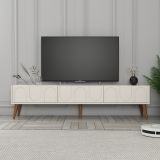 Mobile Porta tv Bianco Crema Marrone Noce 3 Ante Apertura a Ribalta 180x35x44h cm, 3 Vani - Scafa