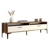 Mobile Porta tv Bianco Crema Marrone Rovere 2 Ripiani 2 Ante 180x47x35h cm, 4 Vani - Cantoira