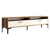 Mobile Porta tv Bianco Crema Marrone Rovere 2 Ripiani 2 Ante 180x47x35h cm, 4 Vani - Cantoira