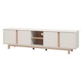 Mobile Porta tv Bianco Crema Marrone Rovere 2 Ripiani 4 Ante 202x40x54h cm, con Piedini - Capaci
