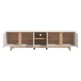 Mobile Porta tv Bianco Crema Marrone Rovere 2 Ripiani 4 Ante 202x40x54h cm, con Piedini - Capaci
