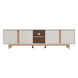 Mobile Porta tv Bianco Crema Marrone Rovere 2 Ripiani 4 Ante 202x40x54h cm, con Piedini - Capaci