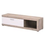 Mobile Porta tv Bianco Crema Marrone Rovere Nodi 2 Ripiani 4 Vani 162x41.5x43.5h cm, Un&#039;anta - Pompu