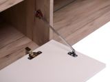 Mobile Porta tv Bianco Crema Marrone Rovere Nodi 2 Ripiani 4 Vani 162x41.5x43.5h cm, Un'anta - Pompu