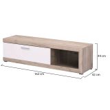 Mobile Porta tv Bianco Crema Marrone Rovere Nodi 2 Ripiani 4 Vani 162x41.5x43.5h cm, Un'anta - Pompu