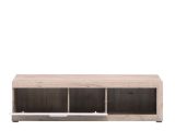 Mobile Porta tv Bianco Crema Marrone Rovere Nodi 2 Ripiani 4 Vani 162x41.5x43.5h cm, Un'anta - Pompu