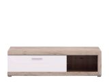 Mobile Porta tv Bianco Crema Marrone Rovere Nodi 2 Ripiani 4 Vani 162x41.5x43.5h cm, Un'anta - Pompu