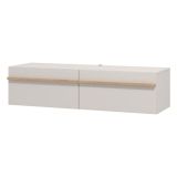 Mobile Porta tv Bianco Crema Marrone Rovere un Ripiano 2 Vani 128x41.5x32h cm, 2 Ante - Sirolo