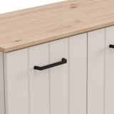 Mobile Porta tv Bianco Crema Marrone Rovere un Ripiano 4 Ante 156x40x44h cm, con Piedini - Erbez