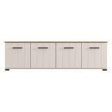 Mobile Porta tv Bianco Crema Marrone Rovere un Ripiano 4 Ante 156x40x44h cm, con Piedini - Erbez