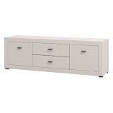 Mobile Porta tv Bianco Crema Nero 2 Cassetti un Ripiano 166.5x41.5x53.5h cm, Apertura Battente, Scorrevole - Nalles