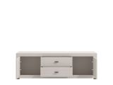 Mobile Porta tv Bianco Crema Nero 2 Cassetti un Ripiano 166.5x41.5x53.5h cm, Apertura Battente, Scorrevole - Nalles