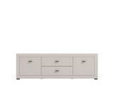 Mobile Porta tv Bianco Crema Nero 2 Cassetti un Ripiano 166.5x41.5x53.5h cm, Apertura Battente, Scorrevole - Nalles