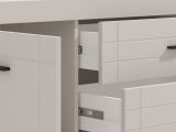 Mobile Porta tv Bianco Crema Nero 2 Cassetti un Ripiano 166.5x41.5x53.5h cm, Apertura Battente, Scorrevole - Nalles