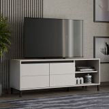 Mobile Porta tv Bianco Crema Nero 2 Ripiani 2 Ante 138x40x52h cm, con Piedini - Cigno