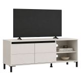 Mobile Porta tv Bianco Crema Nero 2 Ripiani 2 Ante 138x40x52h cm, con Piedini - Cigno
