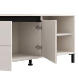 Mobile Porta tv Bianco Crema Nero 2 Ripiani 2 Ante 138x40x52h cm, con Piedini - Cigno