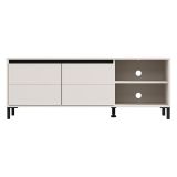Mobile Porta tv Bianco Crema Nero 2 Ripiani 2 Ante 138x40x52h cm, con Piedini - Cigno