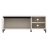 Mobile Porta tv Bianco Crema Nero 2 Ripiani 2 Ante 138x40x52h cm, con Piedini - Cigno