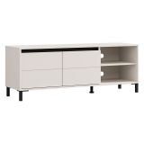 Mobile Porta tv Bianco Crema Nero 2 Ripiani 2 Ante 138x40x52h cm, con Piedini - Cigno