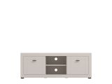 Mobile Porta tv Bianco Crema Nero 2 Ripiani 2 Ante 147.5x41.5x53.5h cm, 4 Vani - Sillaro