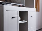 Mobile Porta tv Bianco Crema Nero 2 Ripiani 2 Ante 147.5x41.5x53.5h cm, 4 Vani - Sillaro