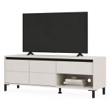 Mobile Porta tv Bianco Crema Nero un Cassetto 2 Ripiani 151x40x52h cm, 2 Ante - Corciano