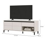 Mobile Porta tv Bianco Crema Nero un Cassetto 2 Ripiani 151x40x52h cm, 2 Ante - Corciano