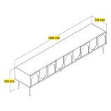 Mobile Porta tv Bianco Crema oro 3 Ante Apertura a Ribalta 180x35x43h cm, 3 Vani - Marnate