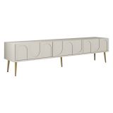Mobile Porta tv Bianco Crema oro 3 Ante Apertura a Ribalta 180x35x43h cm, 3 Vani - Marnate