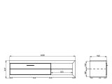 Mobile Porta tv Bianco Grigio Cemento 2 Ripiani Un'anta 162x41.5x43.5h cm, Ripiano in Vetro - Pompu